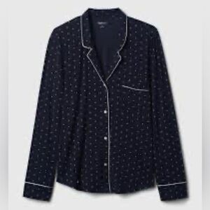 NWT GAP | Navy and White Polka Dot Notch Collar Button Front Pajama Pj Top XXL